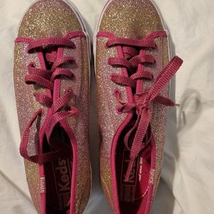 Keds Double Up pink & gold glitter Sz 7 / EU 37 / YOUTH 5